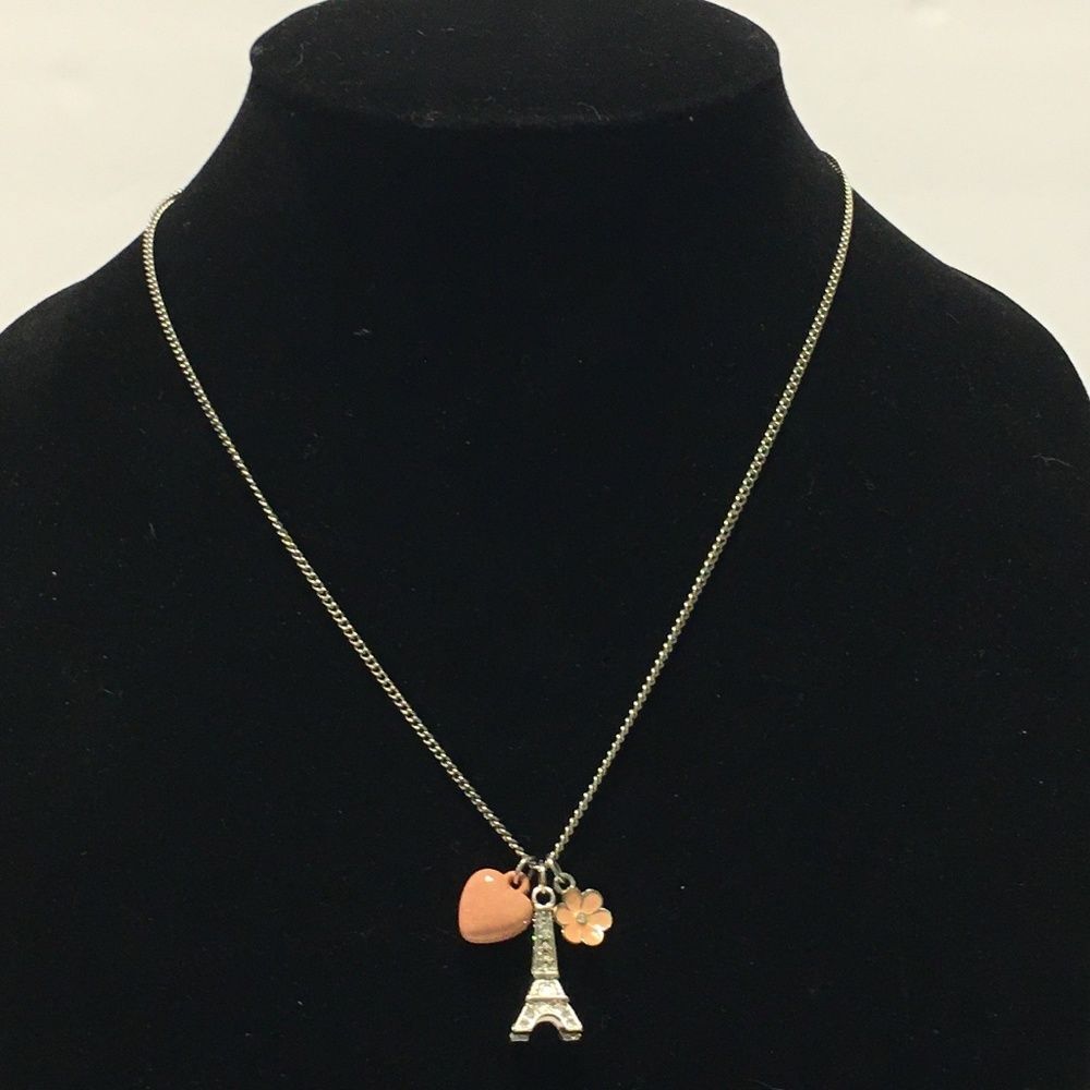 Charming Charlie Eiffel Tower heart necklace